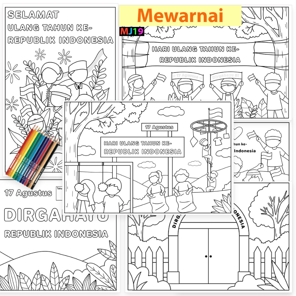 

Lembar Mewarnai Anak Tema KEMERDEKAAN Agustusan Indonesia (17 Agustus)