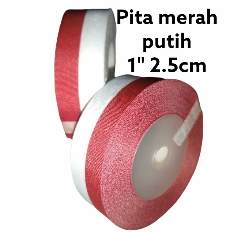 

Pita merah putih kain lebar 1 inchi 2.5cm per roll