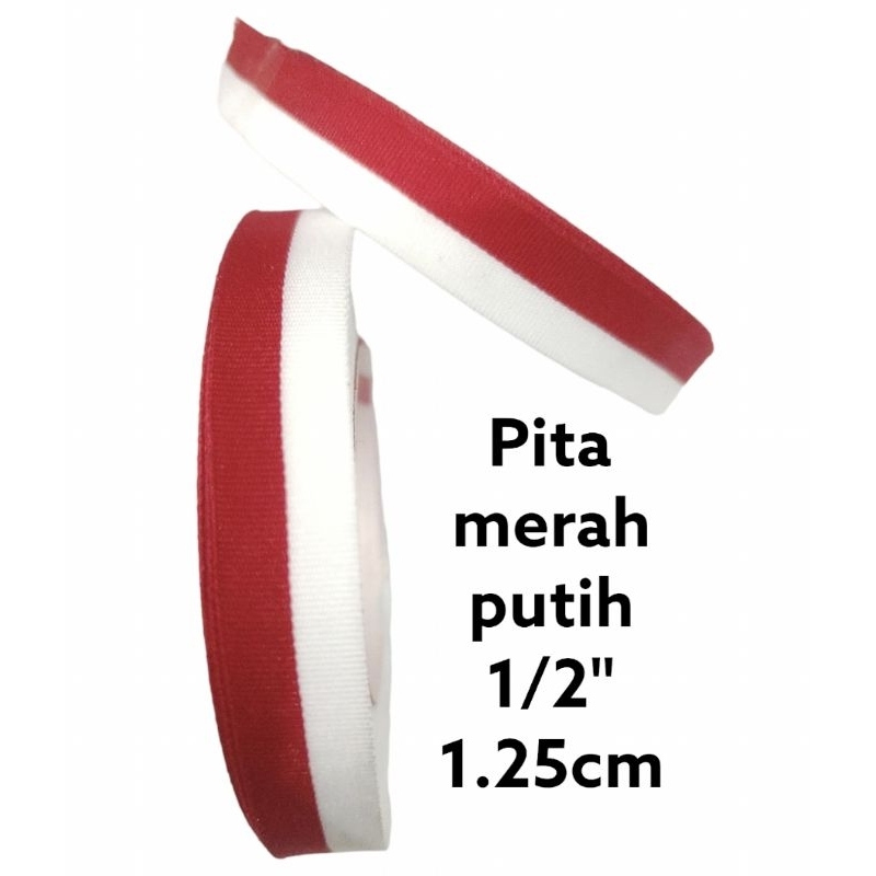 

Pita merah putih kain 1/2 inchi 1.25cm per roll