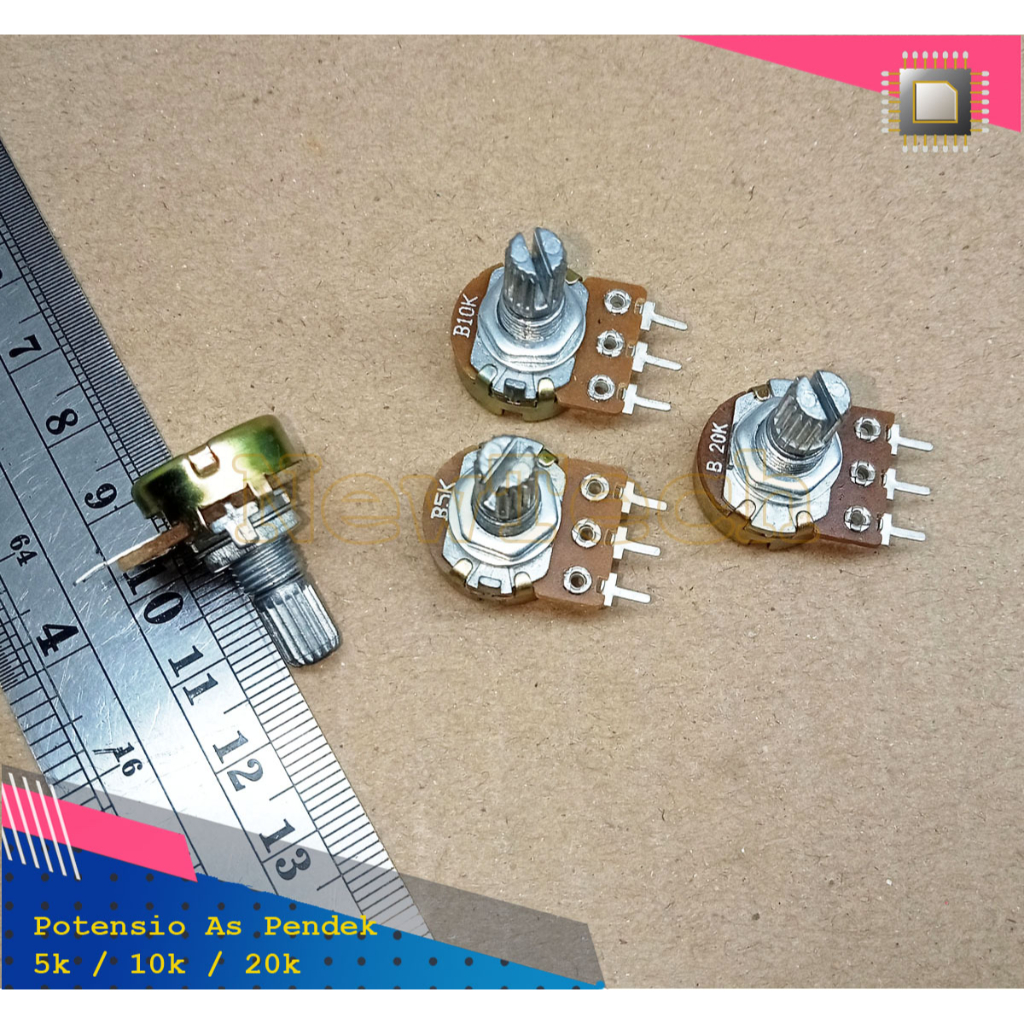 Potensio Mono As Pendek B 5k 10k 20k 50k 100k Potensiometer