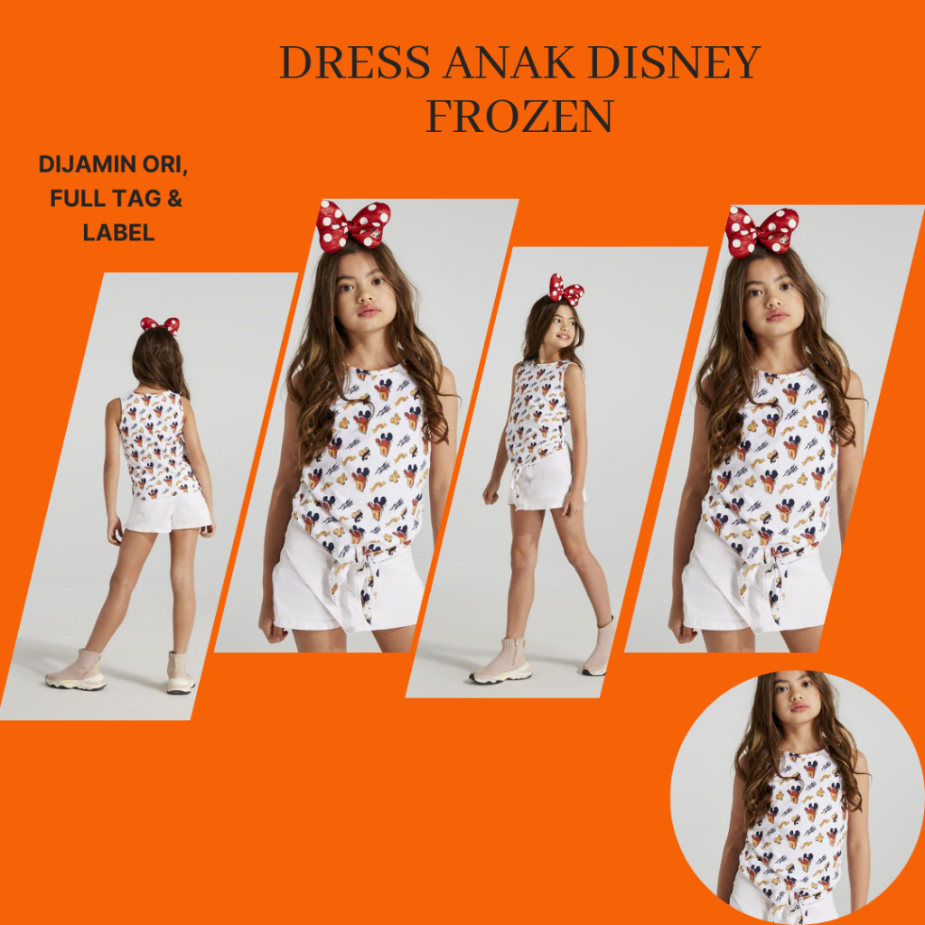 Kaos Anak Disney's Mickey & Minnie Mouse Print Round-Neck Merah
