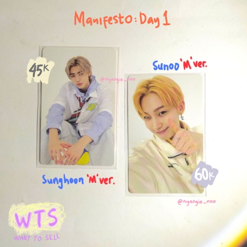 enhypen photocard sunghoon sunoo manifesto day 1