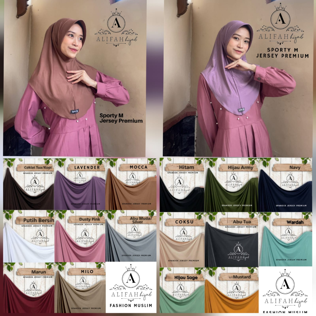 Hijab Bergo Sporty Jersey Premium | Bergo Sporty Pet Jersey Premium
