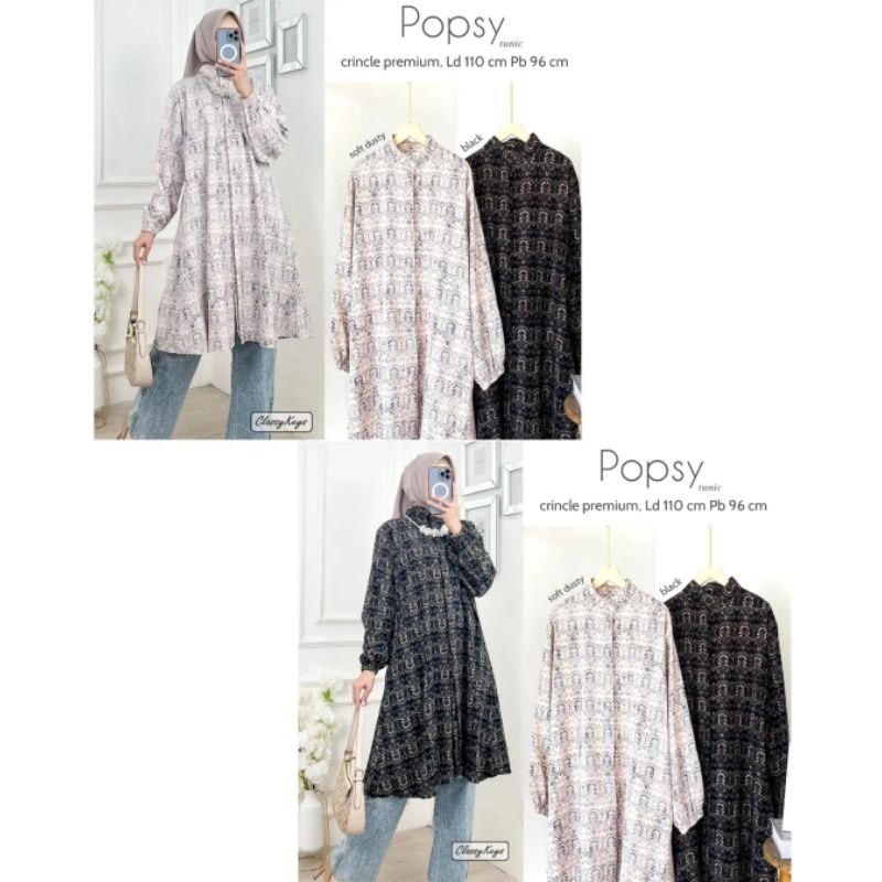 POPSY TUNIC | TUNIK MOTIF WANITA | TUNIK BAHAN CRINKLE
