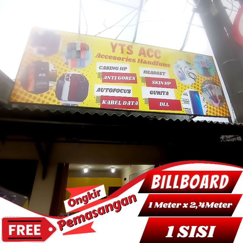 BILLBOARD / PAPAN NAMA TOKO 1METER X 2,4METER + ONGKIR & JASA PEMASANAGAN