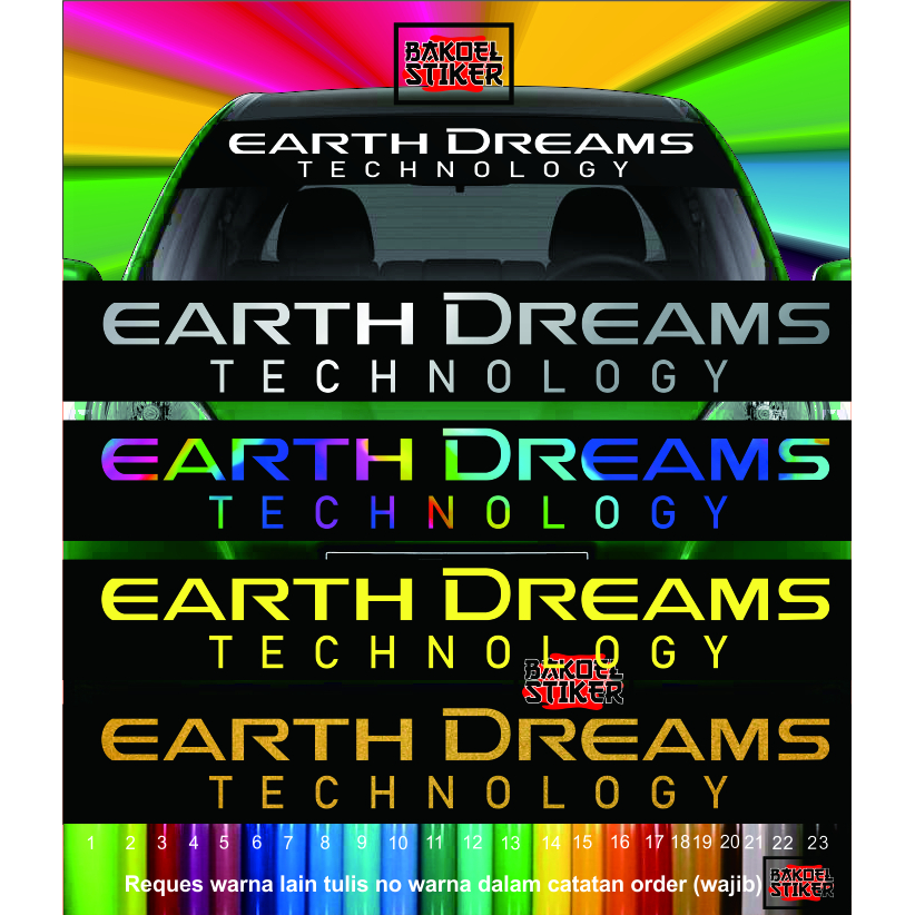 Setiker stiker Earth Dreams Sticker cuting kaca mobil depan belakang