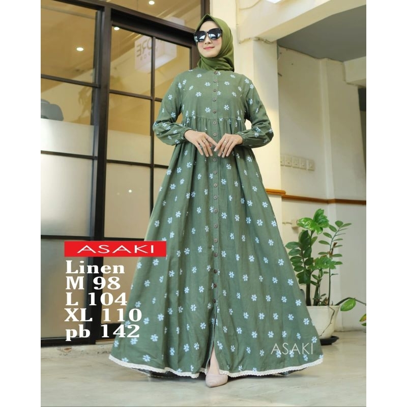 Gamis Flanel Motif Kotak Kotak Model Terbaru Asaki Mayasari Original Premium |Gamis Linen Motif |Gam