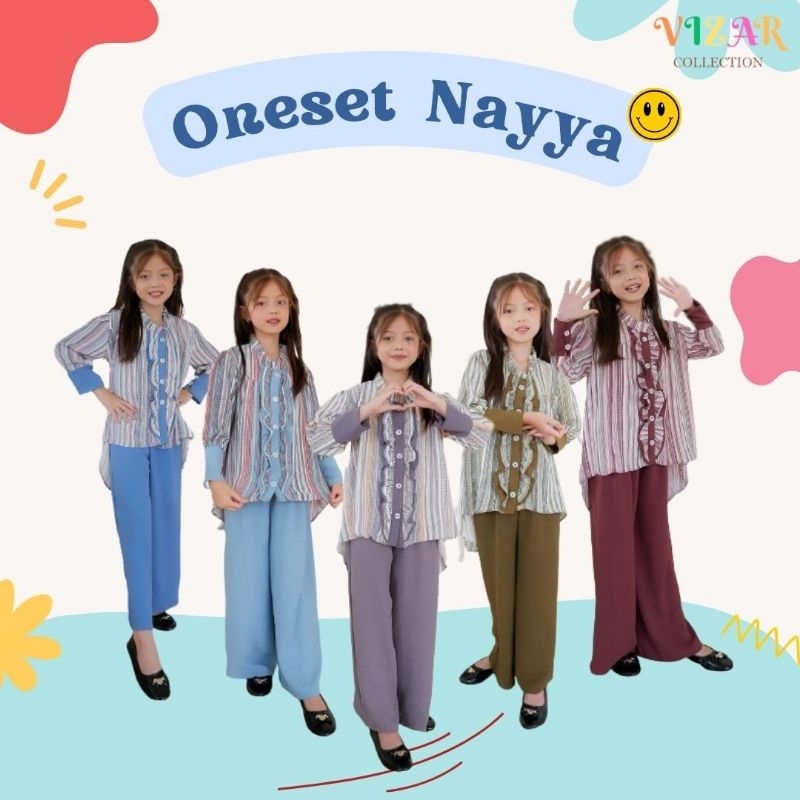 SETELAN ANAK MURAN ONE SET MURAH CRINKLE MOTI CELANA KULOT  “Nayya series” Oneset Anak Terbaru