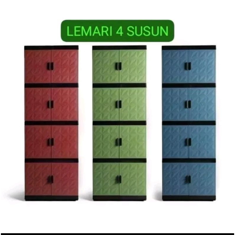 Lemari 4 susun Lemari Baju Plastik 4 Susun 2 Pintu