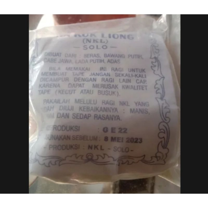 

RAGI TAPE NKL HARUM DAN WANGI