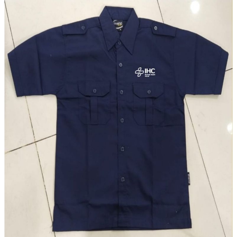 Kemeja IHC RS PELNI Navy PDH Lengan Pendek Pria Bordir