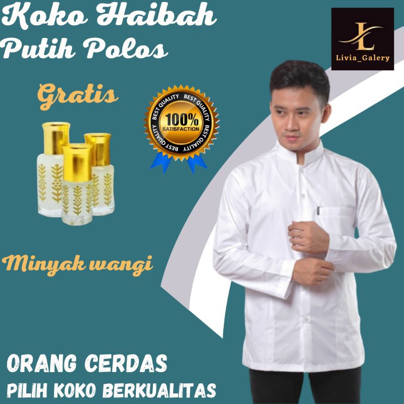 BAJU KOKO HABAIB PUTIH POLOS LENGAN PANJANG KOKO HAIBAH KOKO MODEL AMMU