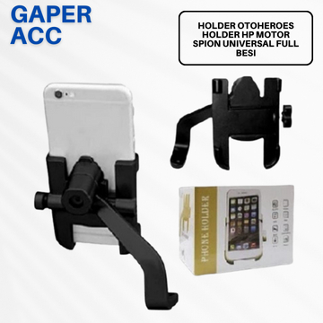 Holder HP Motor Sepeda Bahan Aluminium Holder hp spion BESI penahan ponsel penyangga pencagak pegang