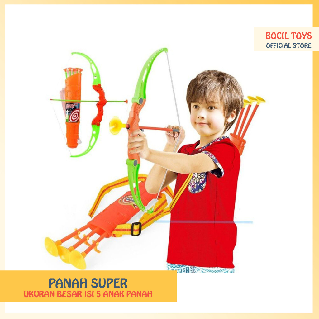 Mainan anak Panah Super bahan kualitas bagus ukuran besar 1 busur dan 5 anak panah harga murah bisa 