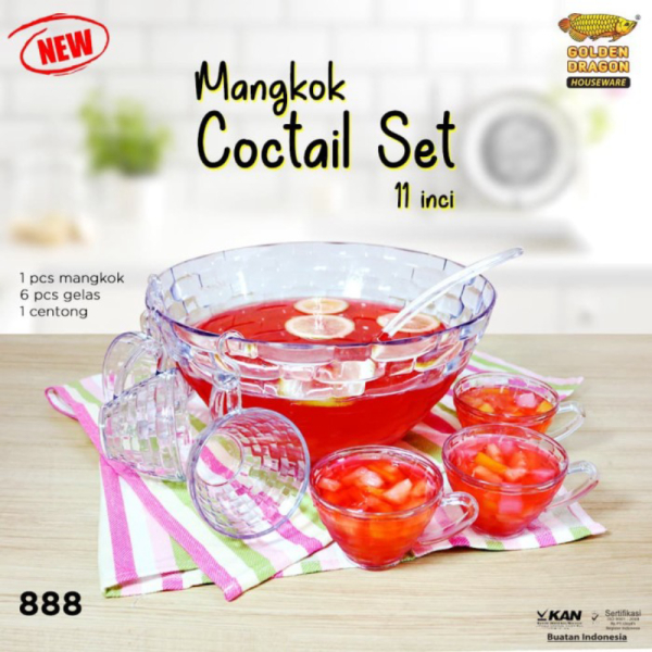

Dijual Mangkok Cocktail Set 11 inch Gelas Centong Golden Dragon 888 Limited
