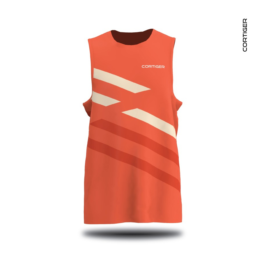 Jersey lari pria Cortiger Jersey lari wanita Cortiger  - CORE PRIMO "SINGLET RUNNING LINEA ORANGE" M