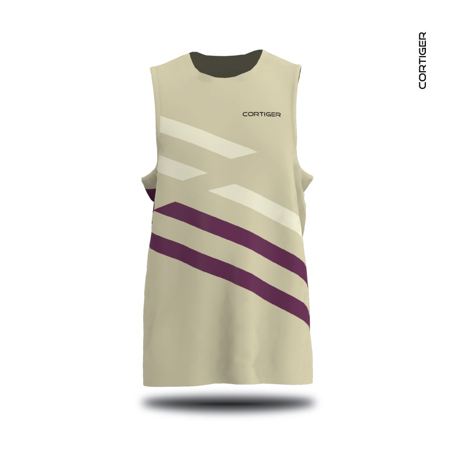Jersey lari pria Cortiger Jersey lari wanita Cortiger  - CORE PRIMO "SINGLET RUNNING LINEA KHAKI" ME