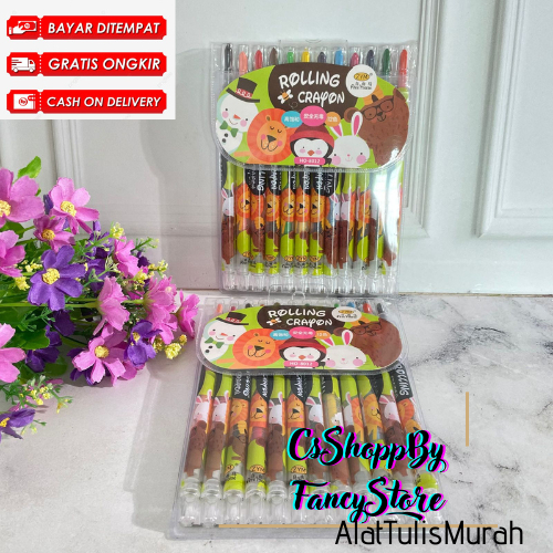 

Krayon Mewarnai Crayon Putar Karakter Beruang isi 12pcs Kode HO-8012 Berkualitas