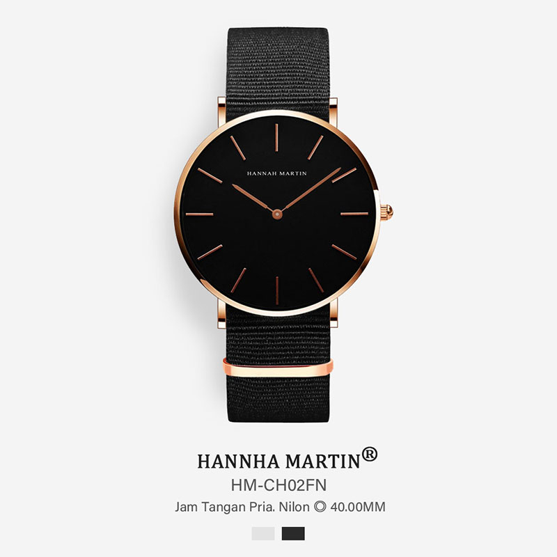 Hannah Martin Jam Tangan Pria Nilon Original Anti Air Keren Sangat Tipis Quartz Sports Analog Jam Ta