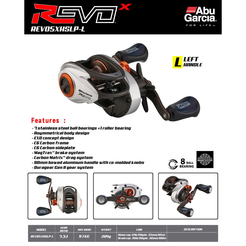 PROMO Abu Garcia REVO X Gen 5 Baitcasting Reel REVO5 X 7+1BB Carbon EXD Concept New | BC High speed 