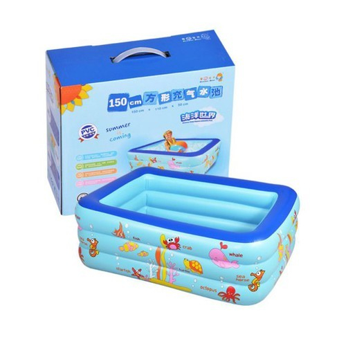 Kolam Renang Air Mandi Pasir Angin Mainan Anak Karet PVC Bayi Balita Size M PD0213 150 X 110 X 50CM