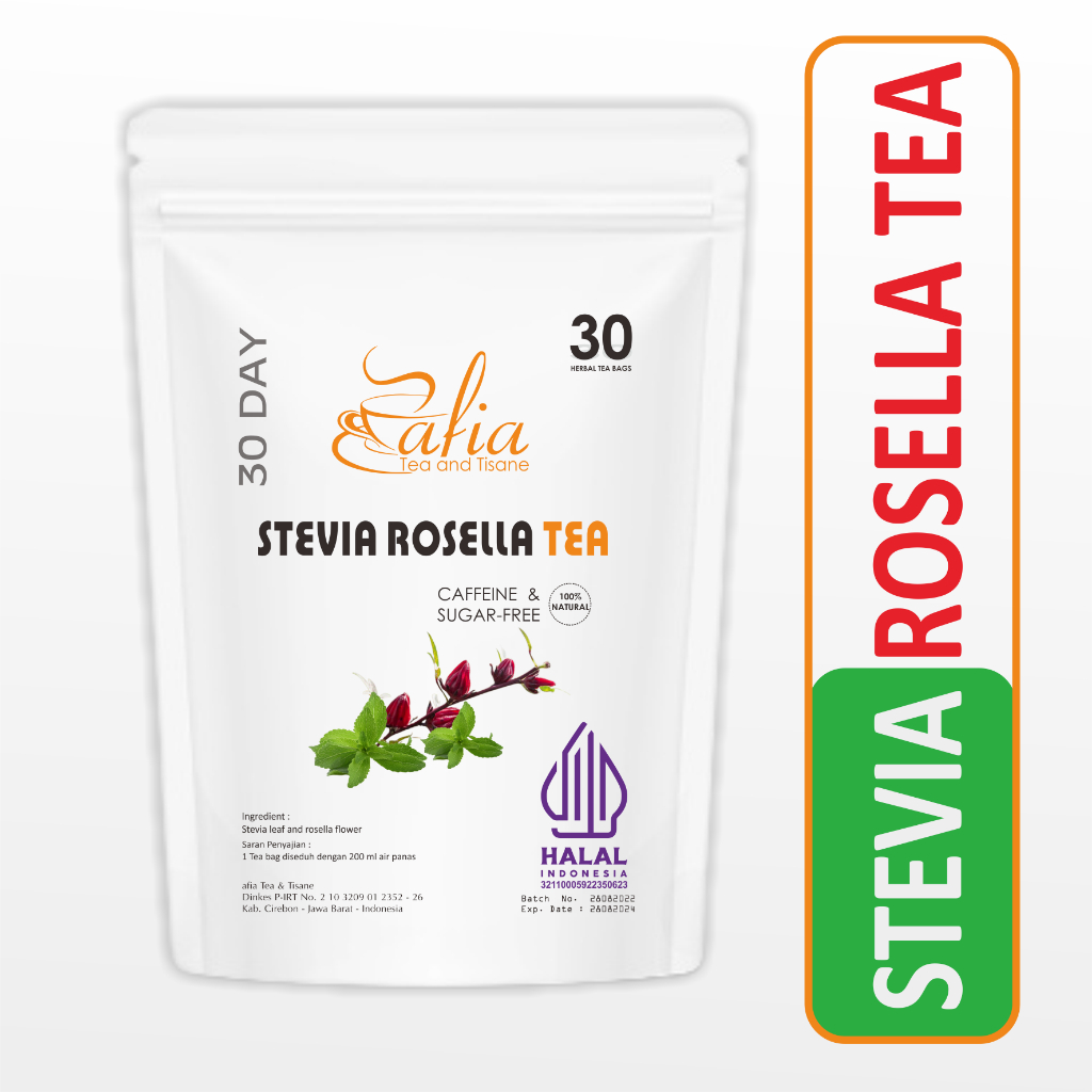 

Stevia Rosella Tea : Teh daun Stevia Plus Bunga Rosella (30 Tea Bag)