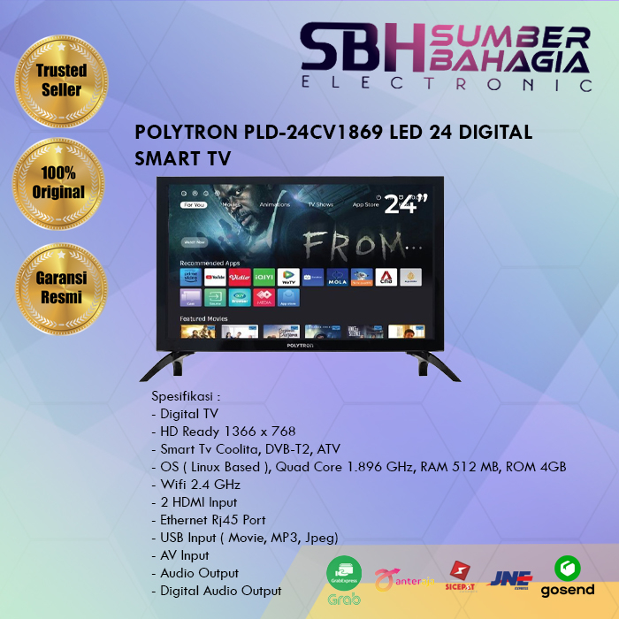 POLYTRON PLD-24CV1869 LED 24 DIGITAL SMART TV (NEW) (KHUSUS BANDUNG)