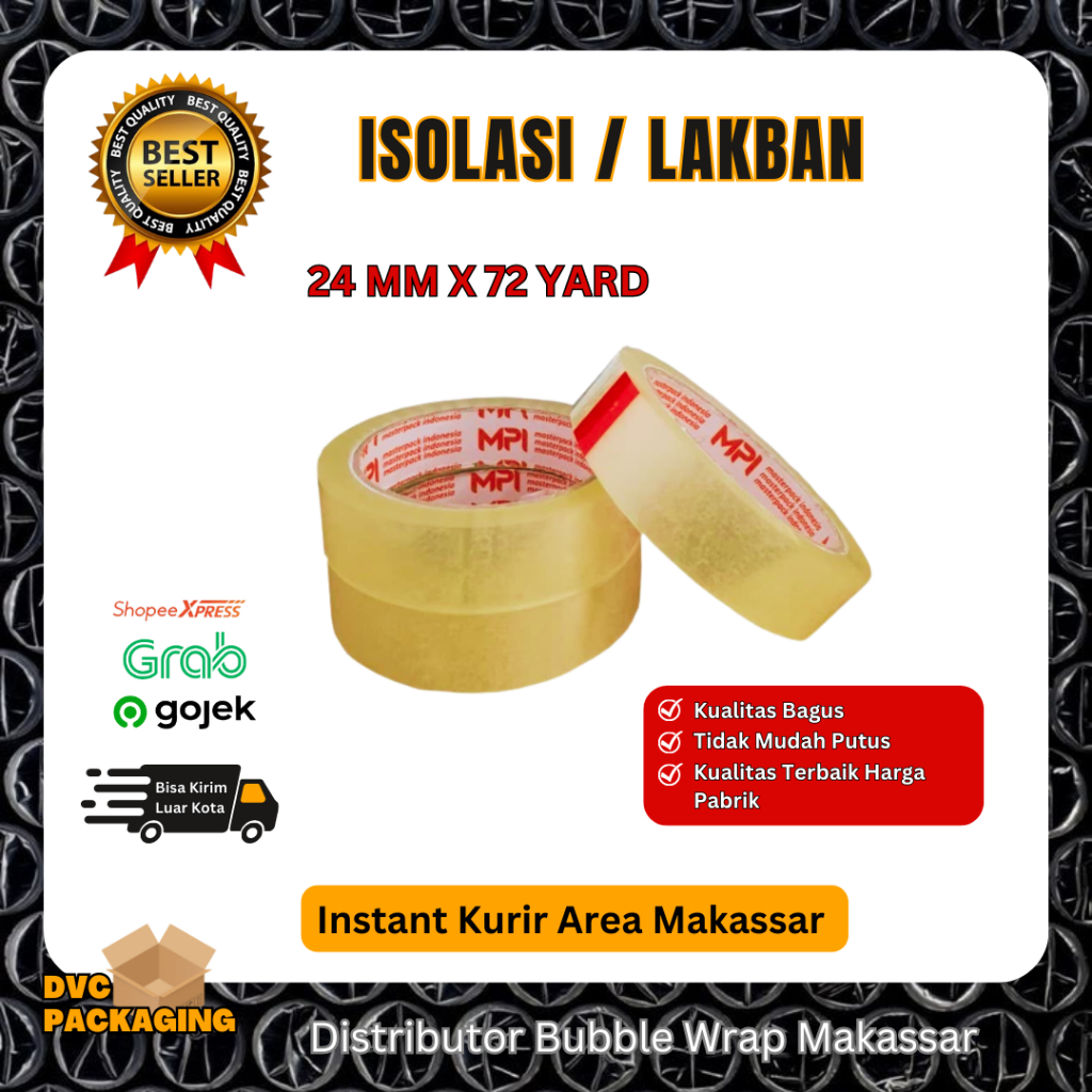 

ISOLASI BENING 24MM x 72YARD SELOTIP TRANSPARAN HARGA PEROLL