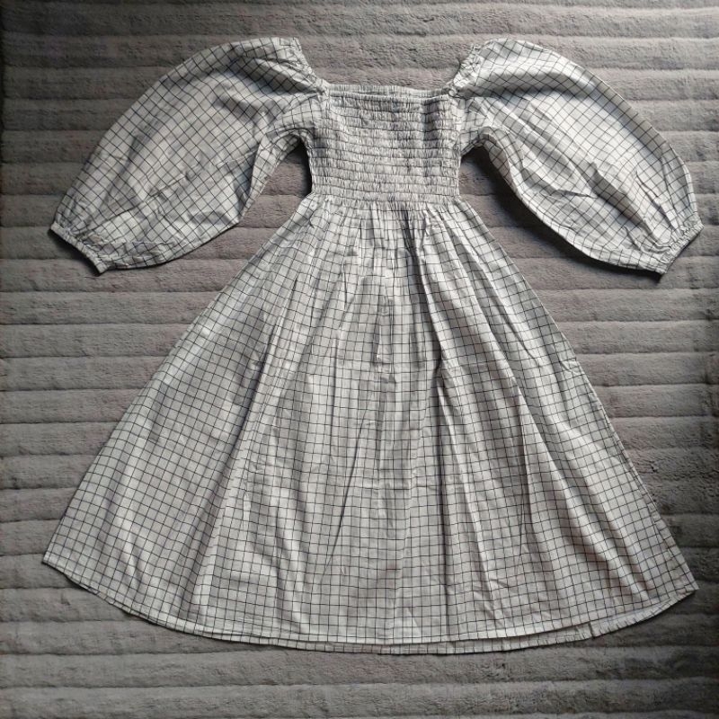 (Preloved) Dress Wanita Putih Kotak Kotak lolliestory