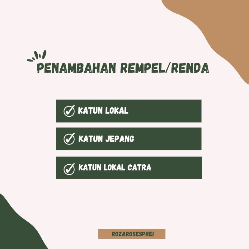 TAMBAH REMPEL RENDA | SPREI KATUN LOKAL CVC | CATRA | KATUN JEPANG