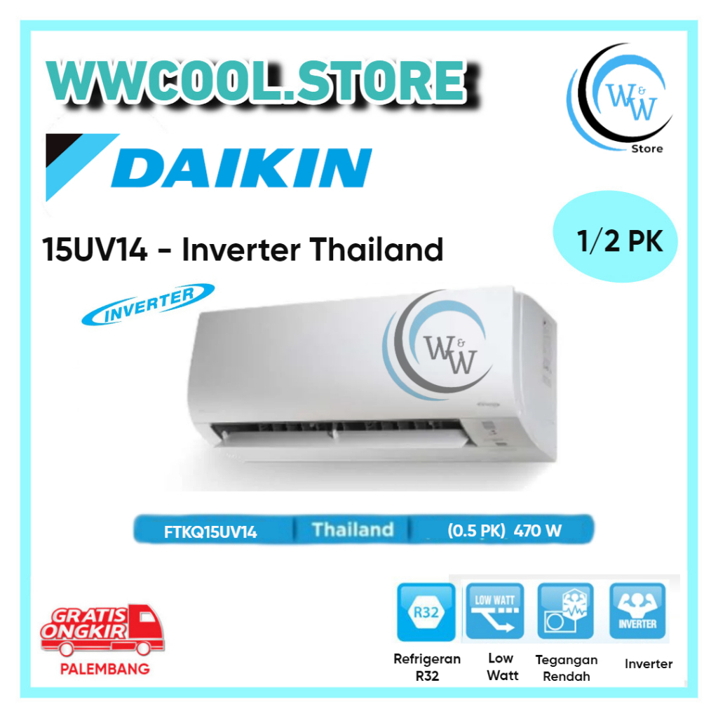 AC Daikin 1/2 PK Inverter Thailand STKQ15UV14 Daikin Flash Inverter 0.5 PK