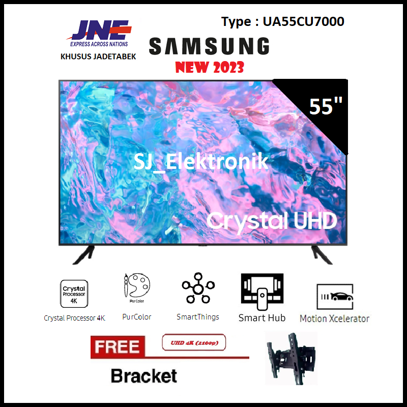 Braket + LED TV Samsung 55CU7000 - 55 Inch CU7000 Smart TV Crystal UHD