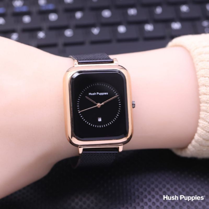 Jam Tangan Wanita hush puppies Unisex Kotak Rantai pasir Stainless Magnet