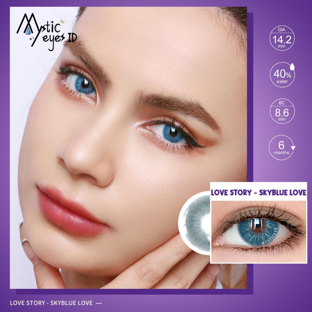 SOFTLENS SOLITAIRE  COLORED LENSES-SkyBlue Love 14.2mm