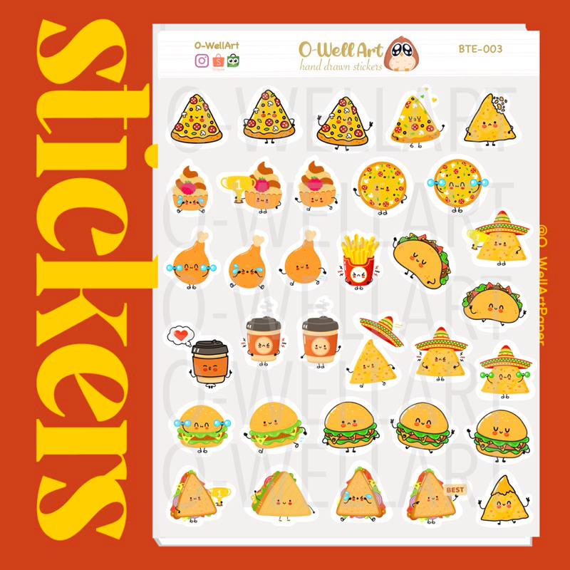 

Stiker Ekspresi Makanan - Foods Sticker for Planner and Jurnaling (BTE-003)