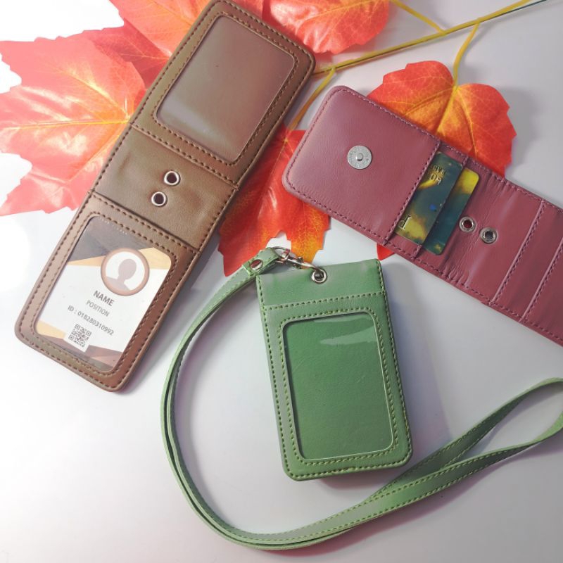 

ATK9 id card holder nametag lanyard 2 sisi bolak balik pakai magnet