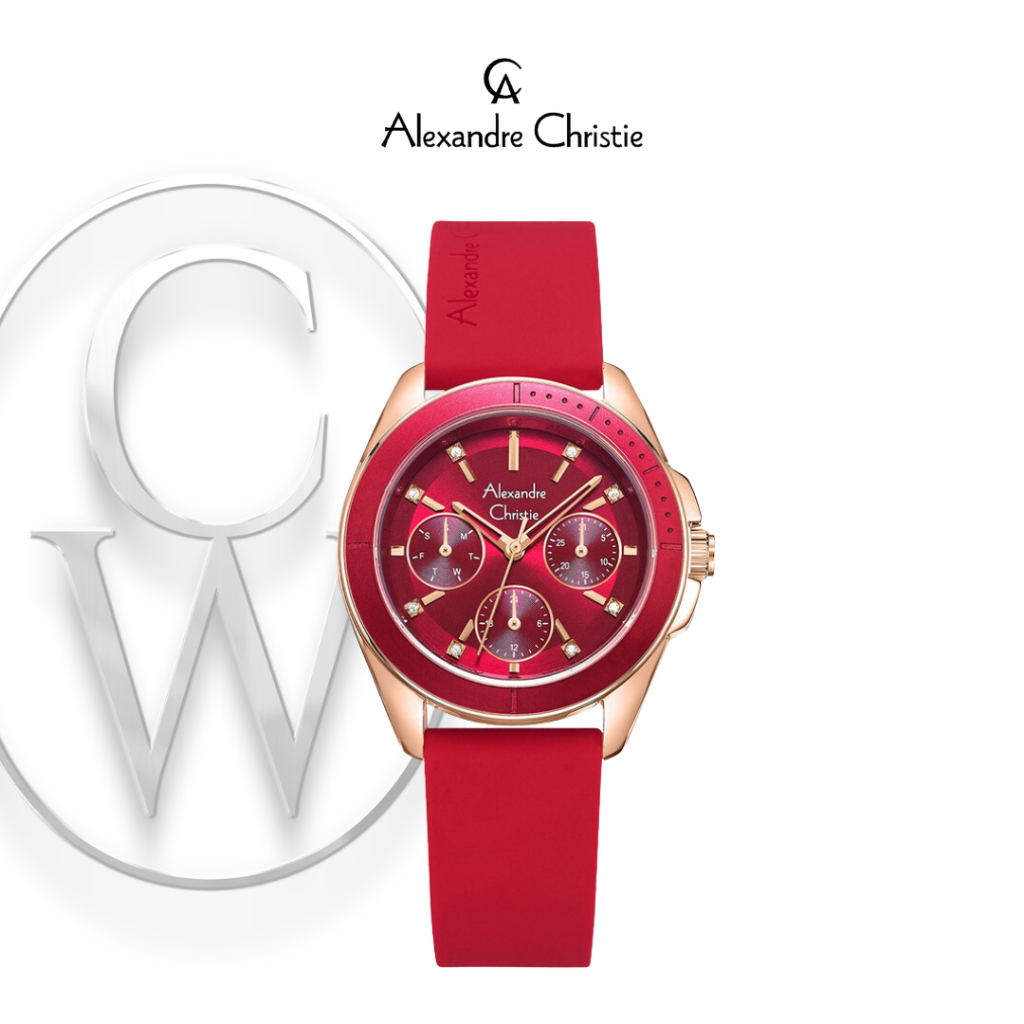 Jam Tangan Wanita Alexandre Christie AC 2A68 BFRRGRE Karet Sporty Multifungsi Casual Semi Formal bua