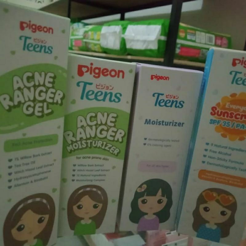 pigeon teens moisturizer/pigeon teens sunscreen/pigeon teens acne gel