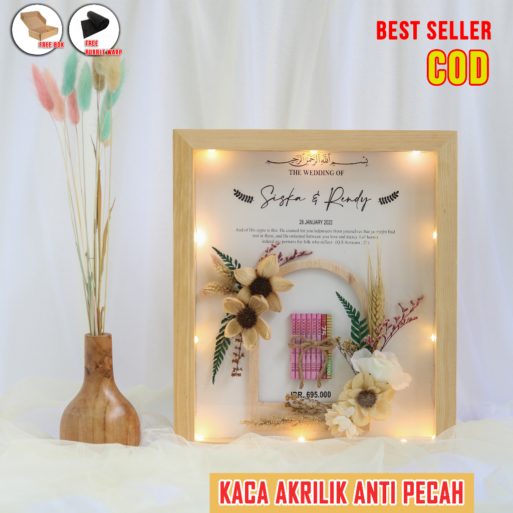 12R Mahar pernikahan bingkai rustic frame mahar frame akrilik bingkai akrilik mahar wedding