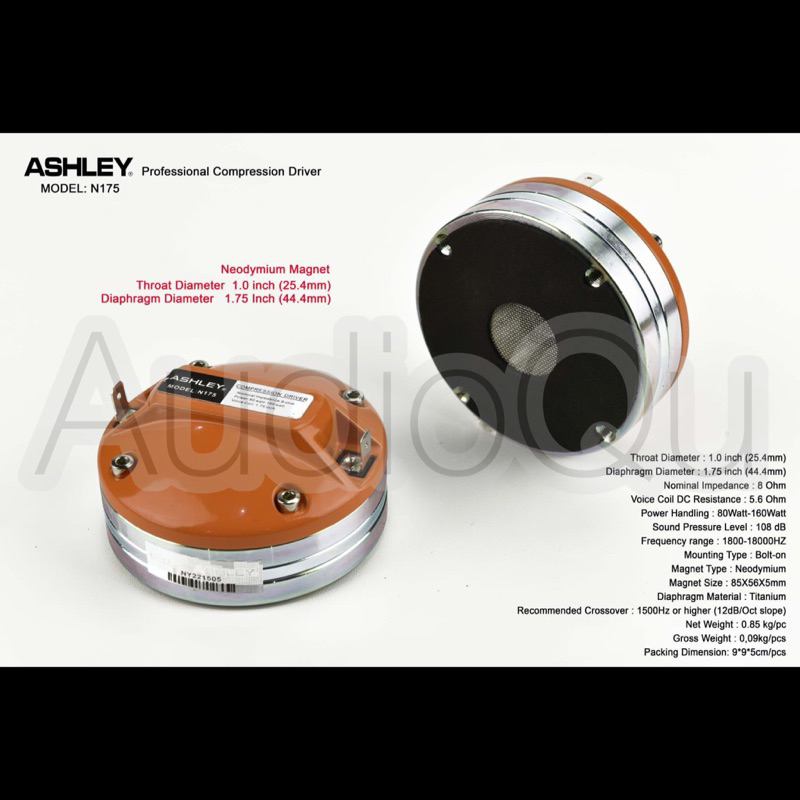 Driver Tweeter Ashley N 175 Neodium / Driver ASHLEY N175