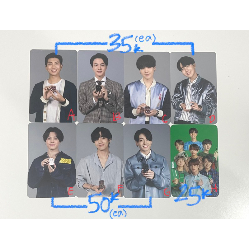 [READY] BTS OFFICIAL PHOTOCARDS samsung earbuds tokohijau rm namjoon kim seokjin min yoongi suga jho