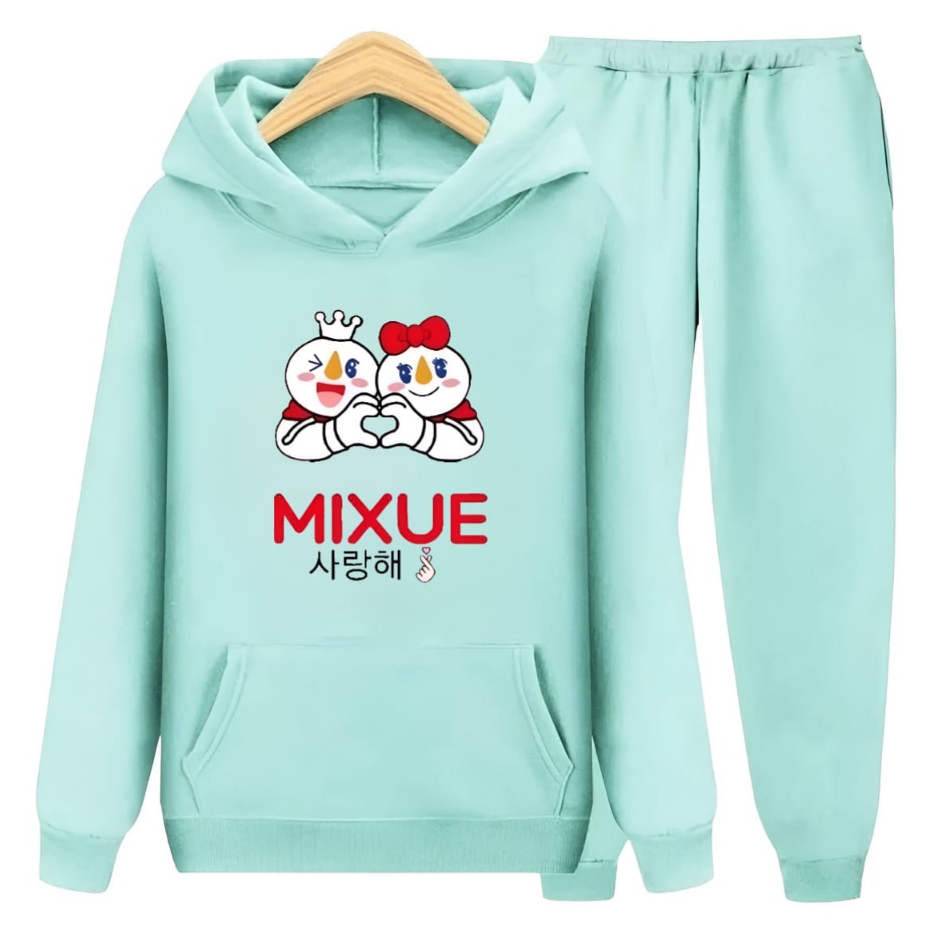 Setelan Sweater Hoodie Anak Perempuan Motif Mixue SarangHea Umur 6 Tahun -12 Tahun Sweater Hoodie Se