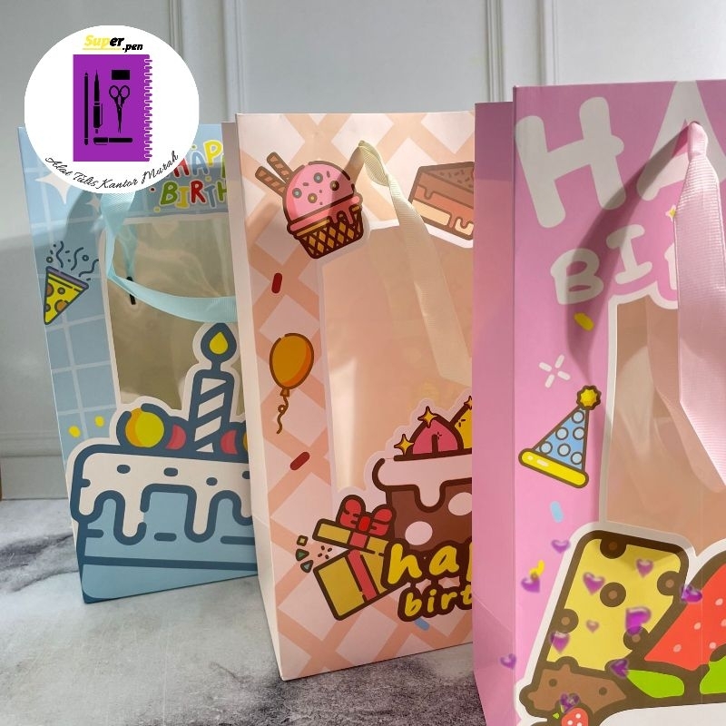 

PAPER BAG HAPPY BIRTHDAY BESAR GOODIE TAS CD-765 UKURAN 25X12X33 CM HAMPERS BAG SOUVERNIR