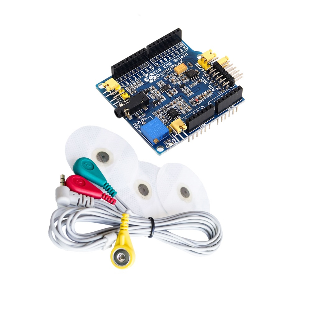 ECG EKG EMG Shield for Arduino with Cables and Electrodes - AIFRobotic