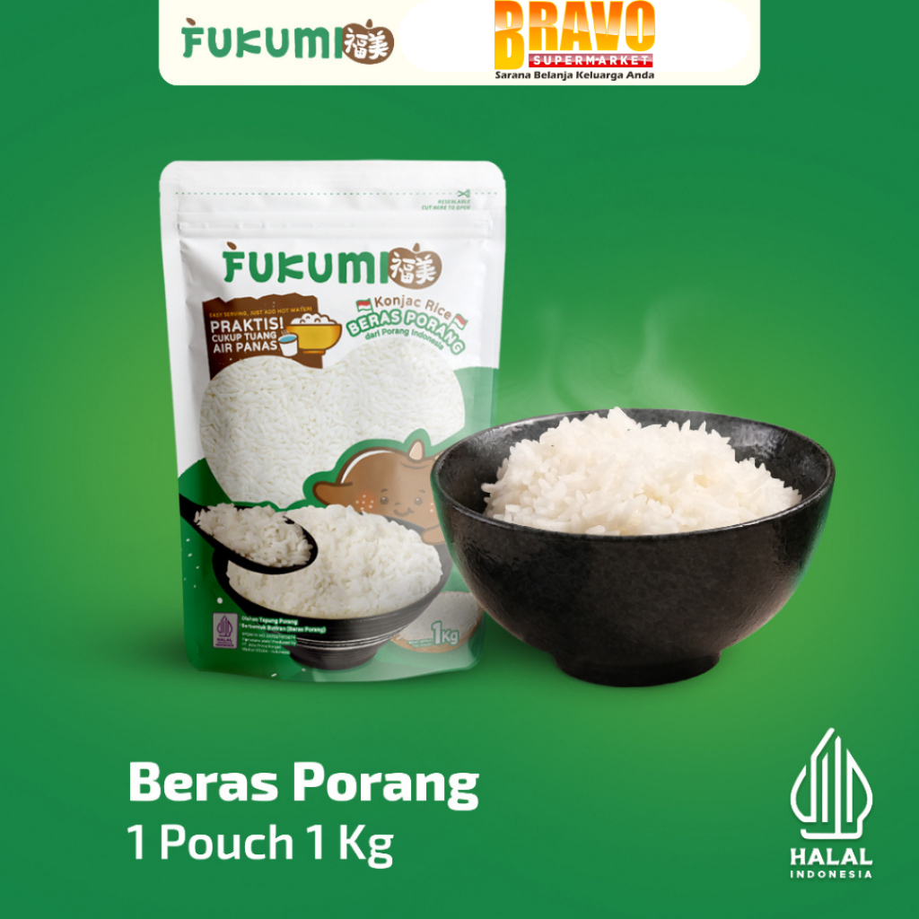 

Bravo Bojonegoro - FUKUMI Beras Porang Pouch 1 Kg - Shirataki / Konjac Rice