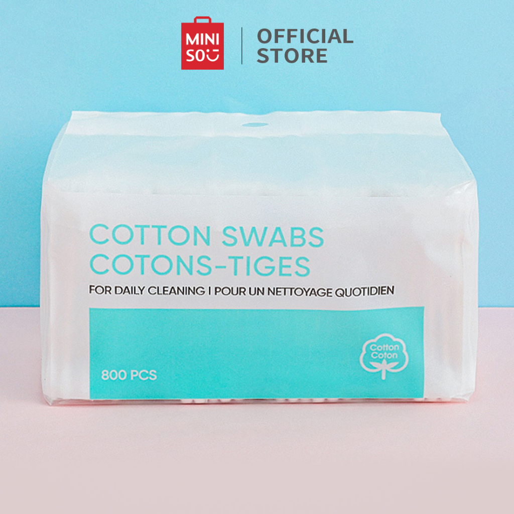 MINISO Cotton Bud 800pcs Cotton Swab Katun Swabs kapas Korek Kuping Penyeka Kayu Tongkat Wooden Stic