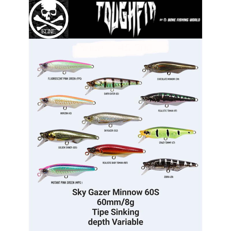 Lure Bone Toughfia Sky Gazer Minnow 60S