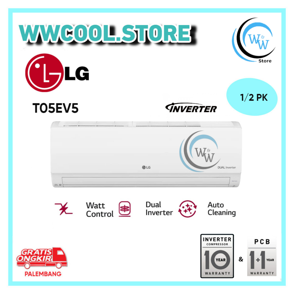 AC LG 1/2 PK T05EV5 AC LG Inverter DualCool Watt Control 0.5 PK LG