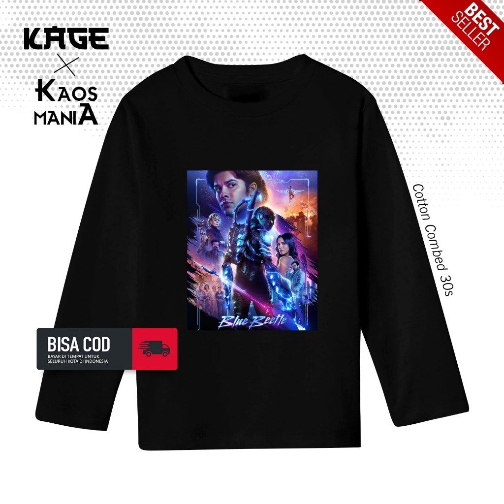 Baju FILM BLUE BEETLE Tangan Panjang - Kaos Bioskop Indonesia KAOS KAGE