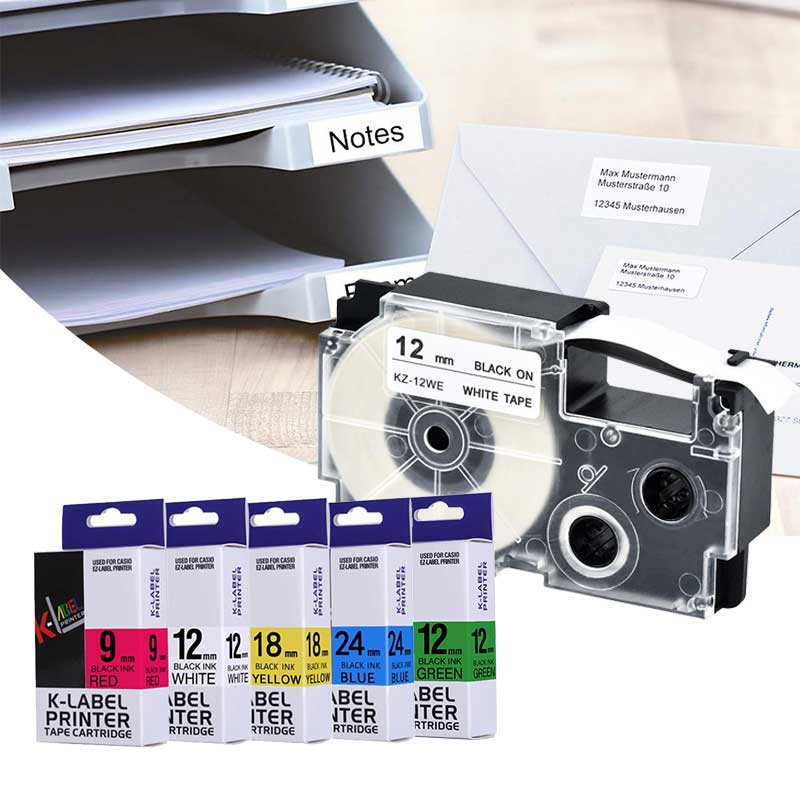 

EZ Label Tape Printer Casio 12mm Compatible XR12WE XR12YW